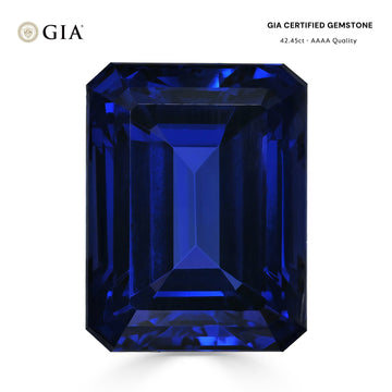42.45ct Emerald Cut GIA Certified AAAA Tanzanite Gemstone 21.14 x 16.26 x 13.06 mm
