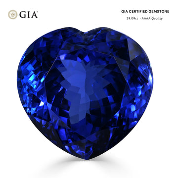 29.09ct Heart GIA Certified AAAA Tanzanite Gemstone 17.55 x 18.07 x 12.54 mm