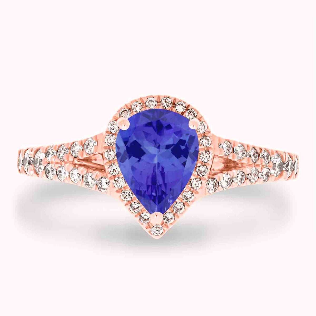 1.15ct Pear Tanzanite Ring with 0.4 cttw Diamond – Top Tanzanite