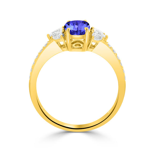 0.76ct Oval Tanzanite Ring with 0.46 cttw Diamond