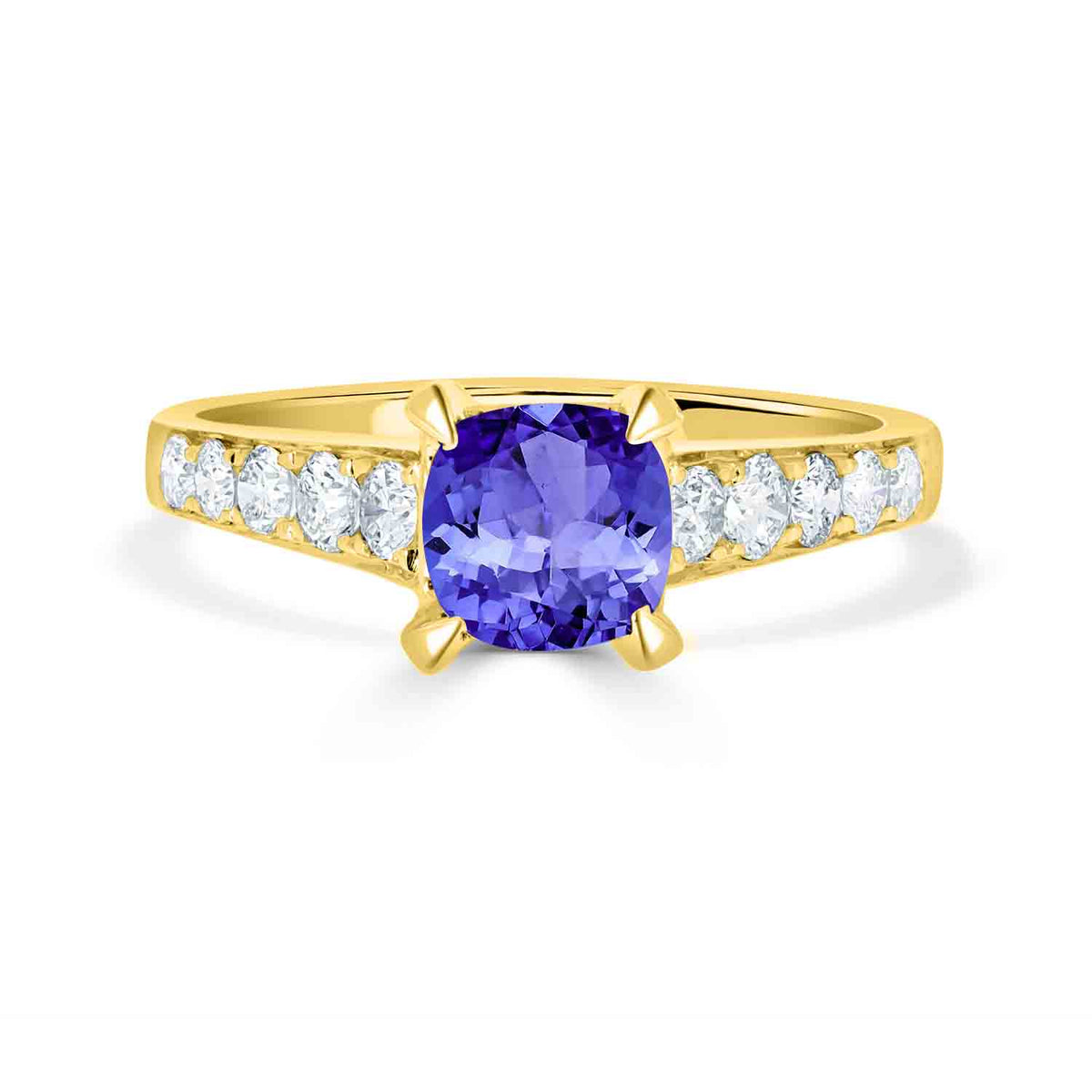 0.9ct Round Tanzanite Ring with 0.67 cttw Diamond – Top Tanzanite