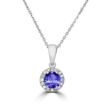 0.4ct Round Tanzanite Pendant with 0.09 cttw Diamond