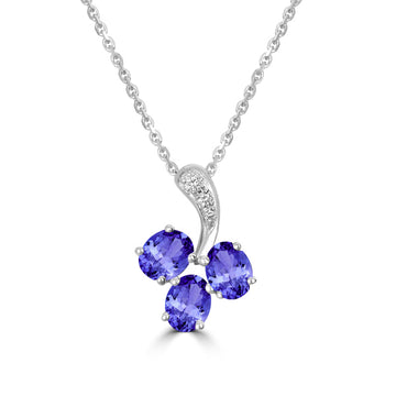 0.51ct Oval Tanzanite Pendant with 0.02 cttw Diamond