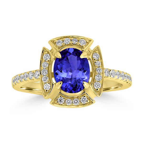 1ct Oval Tanzanite Ring with 0.27 cttw Diamond