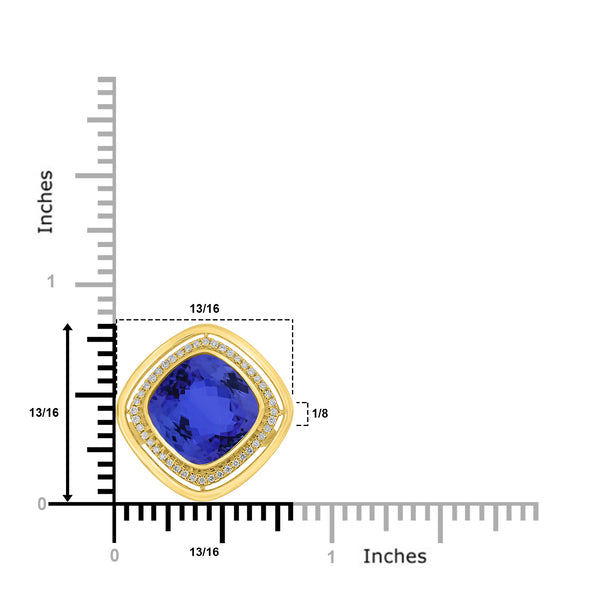8.5ct Cushion Tanzanite Ring with 0.18 cttw Diamond