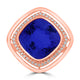 8.5ct Cushion Tanzanite Ring with 0.18 cttw Diamond
