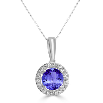 0.7ct Round Tanzanite Pendant with 0.089 cttw Diamond