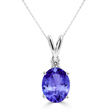 2.85ct Oval Tanzanite Pendant with 0.05 cttw Diamond