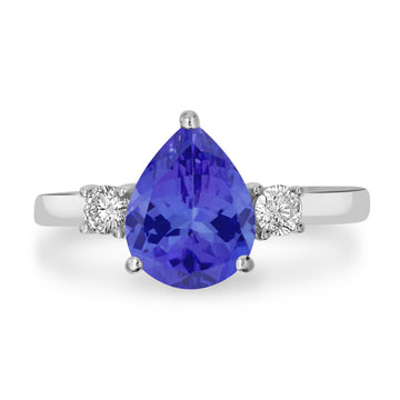 2.25ct Pear Tanzanite Ring with 0.29 cttw Diamond