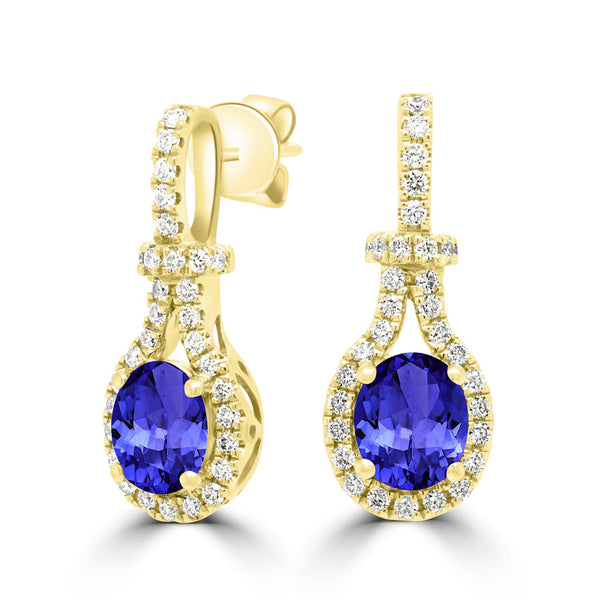 1.2ct Oval Tanzanite Earring with 0.38 cttw Diamond