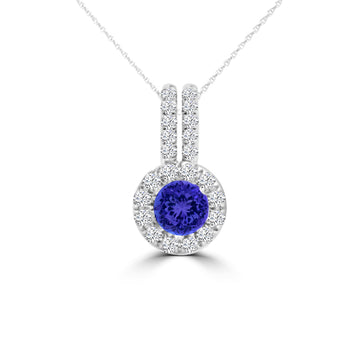 TMR121137 - Ellie - Round Tanzanite and Diamond Pendant Halo