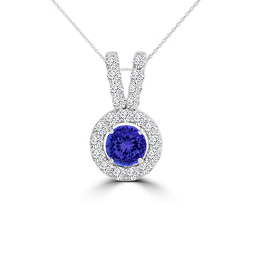 TMR121135 - Addison - Round Tanzanite and Diamond Pendant Halo