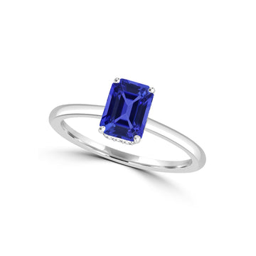 TMR121211 - Kamilah - Emerald Cut Tanzanite and Diamond Ring