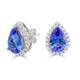 2.58 ct AAAA Pear Tanzanite Earring with 0.26 cttw Diamond in 14K White Gold