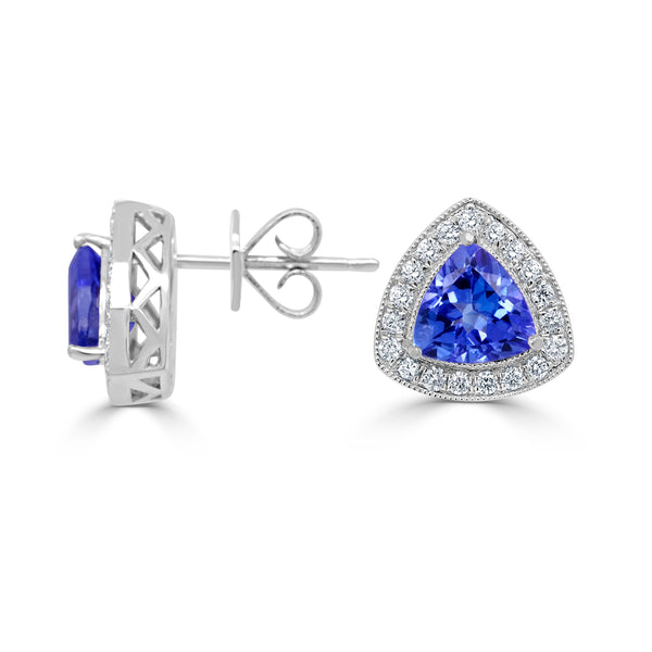 2.14tct Natural Tanzanite Earring with 2.88tct Diamonds set in 14K White Gold