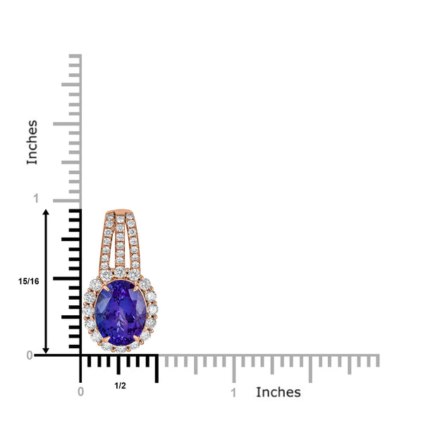 5.14 ct AAAA Oval Tanzanite Pendant with 0.77 cttw Diamond in 14K RG