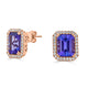 6.19 ct AAAA Emerald Cut Tanzanite Earring with 0.52 cttw Diamond in 14K Rose Gold