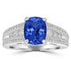 1.77ct AAAA Cushion Tanzanite Ring With 0.45 cttw Diamond in 14K White Gold