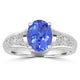 2.05ct AAAA Oval Tanzanite Ring With 0.09 cttw Diamond in 14K White Gold