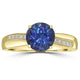 2.03ct AAAA Round Tanzanite Ring With 0.09 cttw Diamond in 18K Yellow Gold