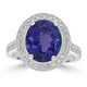 4.68ct AAAA Oval Tanzanite Ring With 0.52 cttw Diamond in 14K White Gold