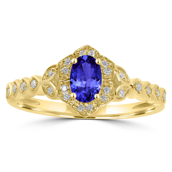 0.48ct Oval Tanzanite Ring with 0.09 cttw Diamond