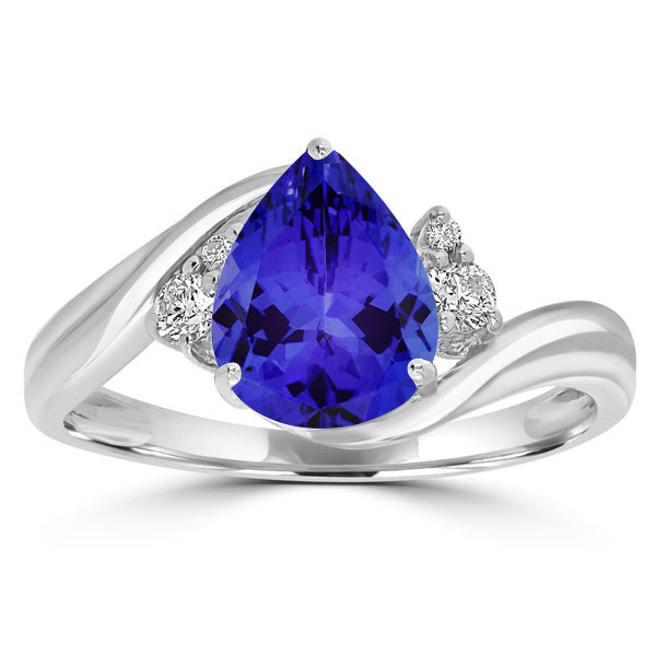 1.75ct Pear Tanzanite Ring with 0.12 cttw Diamond