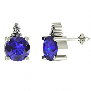 0.44ctw Round Tanzanite Earring With 0.28ctw Diamonds in 14k Gold