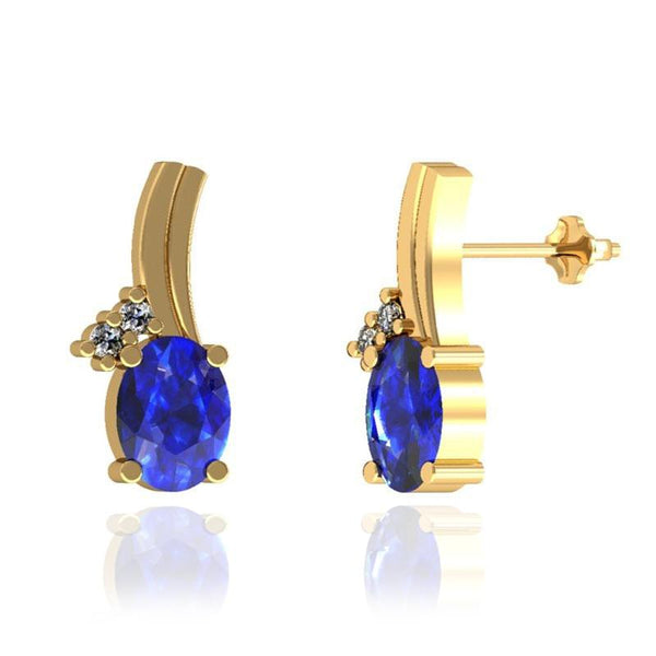 0.30ctw Oval Tanzanite Earring With 0.01ctw Diamonds in 14k Gold & 18k Gold