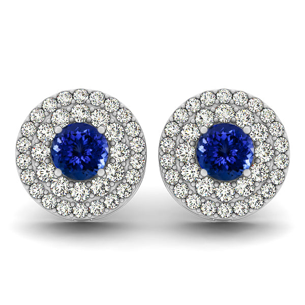 1.56ctw Round Tanzanite Earring With .92ctw Diamonds in 14k White Gold