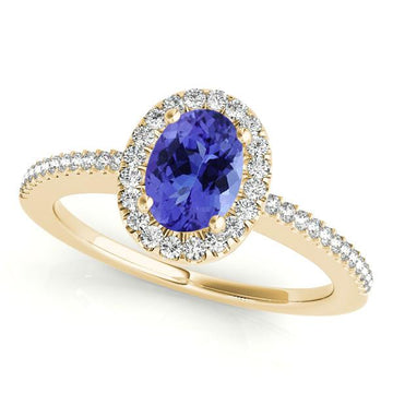 0.40ct Oval Tanzanite Ring With 0.22ctw Diamonds in 18k Gold