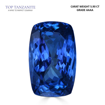 5.90ct Cushion Certified AAAA Tanzanite Gemstone 13.15x8.21mm