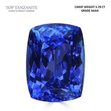 5.78ct Cushion Certified AAAA Tanzanite Gemstone 11.91x8.94mm