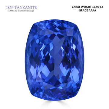 16.95ct Cushion Certified AAAA Tanzanite Gemstone 17.90x13.10mm