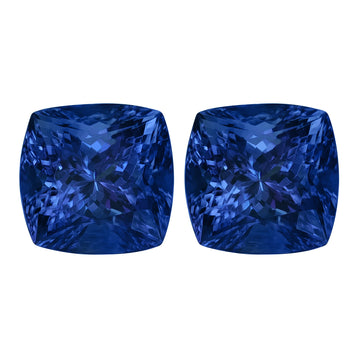 18.42cttw AAAA Matched Pair Cushion Certified Tanzanite Gemstone 9.50x9.50mm