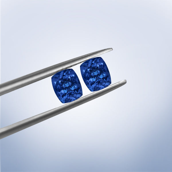 14cttw AAAA Matched Pair Cushion Certified Tanzanite Gemstone 8.00x7.00mm