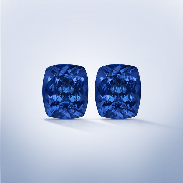 14cttw AAAA Matched Pair Cushion Certified Tanzanite Gemstone 8.00x7.00mm