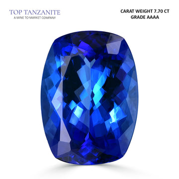 7.70ct AAAA Cushion Tanzanite Gemstone 14.64x10.71mm