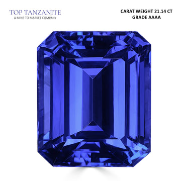 21.14ct Emerald Cut Certified AAAA Tanzanite Gemstone 17x14.5mm