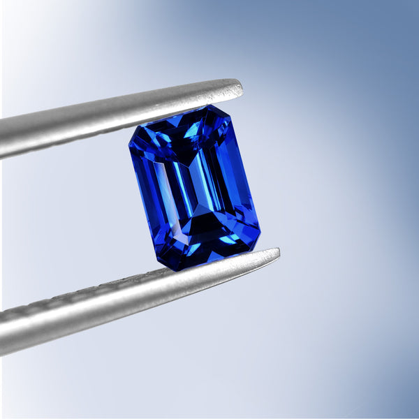 4.91ct Emerald Cut Certified AAAA Tanzanite Gemstone 11.00x8.90mm