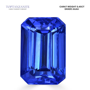 5.45ct Emerald cut Certified AAAA Tanzanite Gemstone 11.84x7.94mm