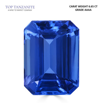6.65ct Emerald cut Certified AAAA Gemstone Tanzanite 13.09x9.72mm
