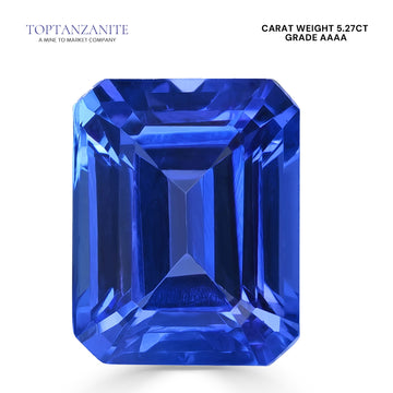 5.27ct Emerald cut Certified AAAA Tanzanite Gemstone 11.10x8.68mm