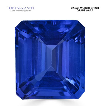 4.12ct Emerald cut Certified AAAA Tanzanite Gemstone 9.50x8.30mm