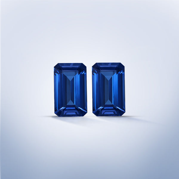 14.18cttw AAAA Matched Pair Emerald Cut Certified Tanzanite Gemstone 12.00x7.50mm