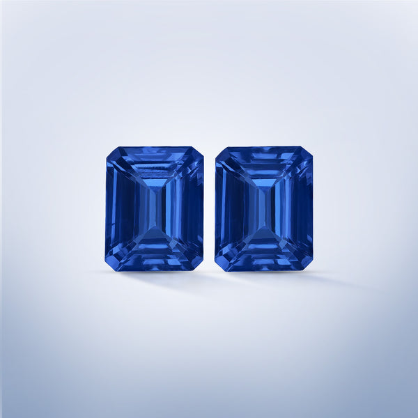 11.98cttw AAAA Matched Pair Emerald Cut Certified Tanzanite Gemstone 9x7mm