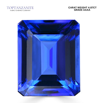 4.87ct AAAA Emerald Cut Tanzanite Gemstone 10.95x8.88mm