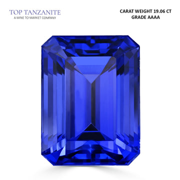 19.06ct Emerald Cut Certified AAAA Tanzanite Gemstone 17x13mm
