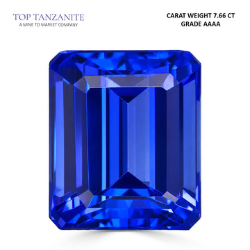 7.66ct Emerald Cut Certified AAAA Tanzanite Gemstone 11.58X9.99mm