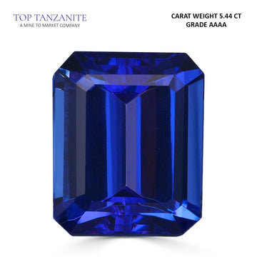 5.44ct Emerald Cut Certified AAAA Tanzanite Gemstone 11.03X9.07mm